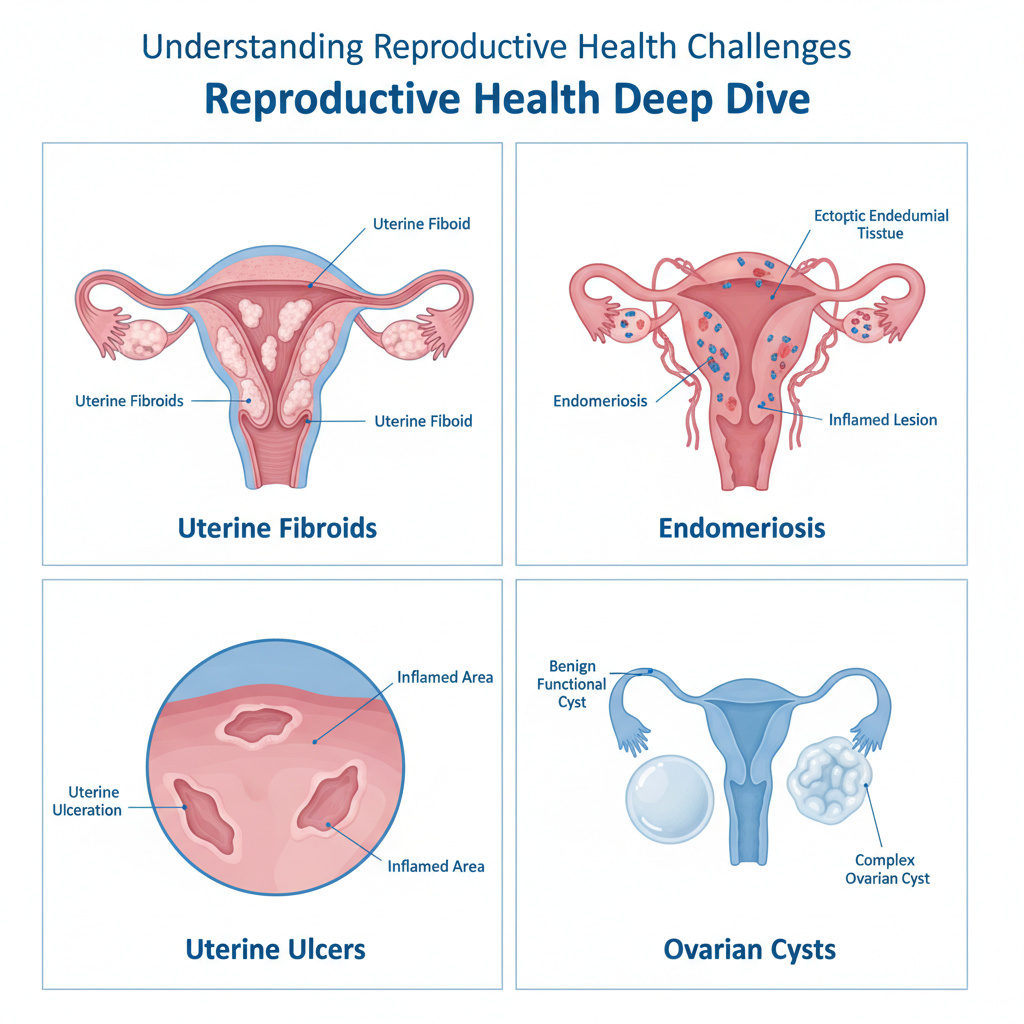 مشاكل الرحم (تكيس - تليفات الرحم - قرحة الرحم - بطانة الرحم المهاجرة)